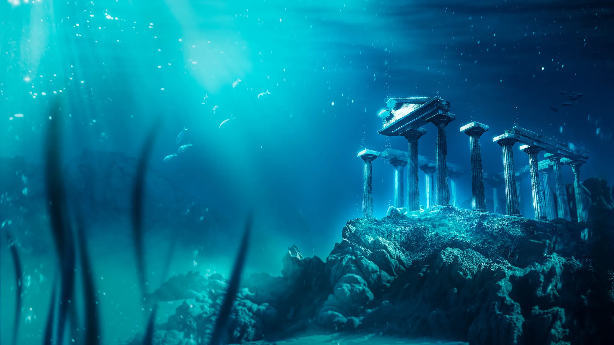 temple submerged underwater